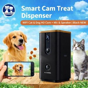 Dogness Smart Cam Treat Dispenser WiFi HD Pet Camera Mic Speaker Black NEW
